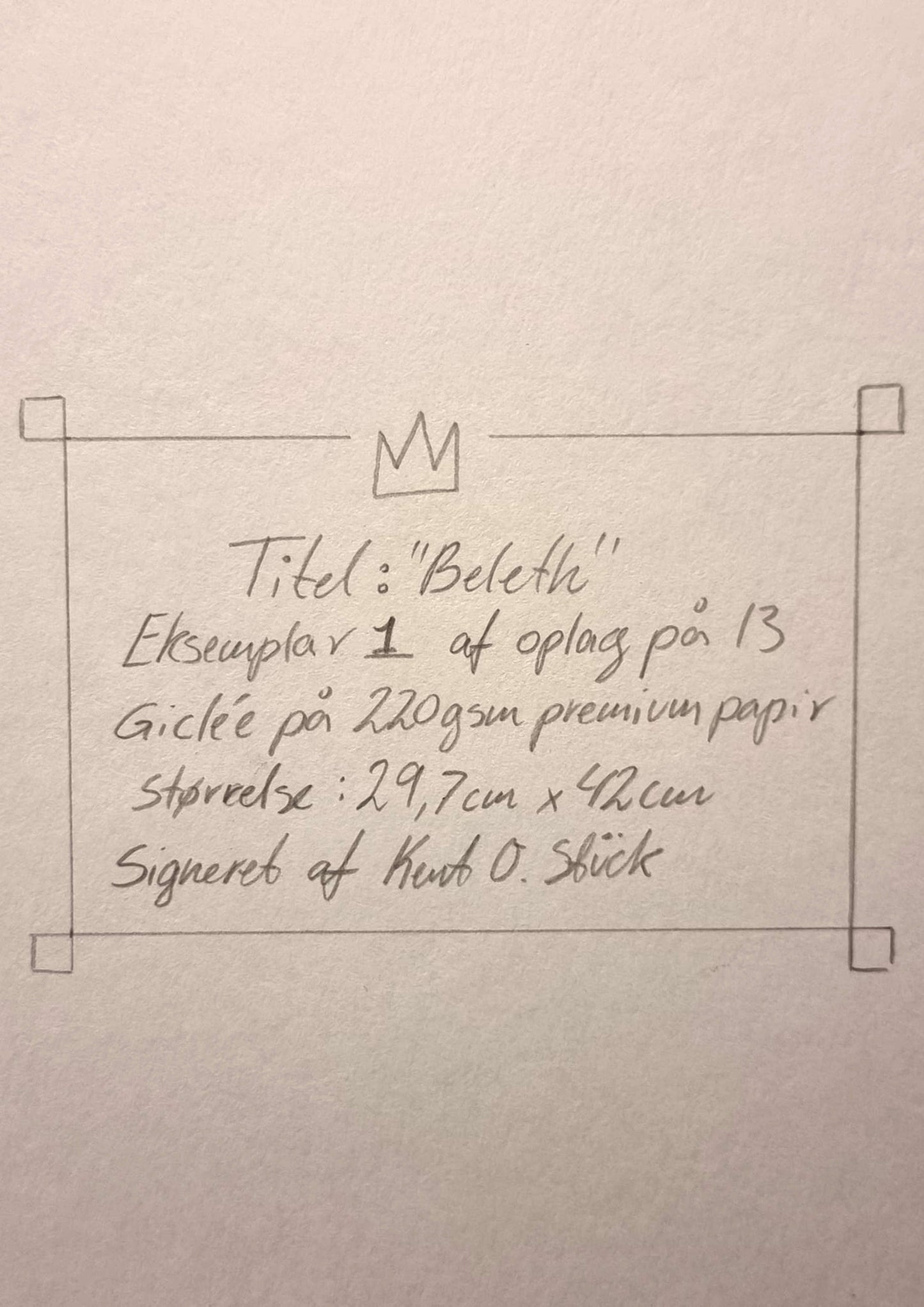 Beleth _ Nummereret og signeret